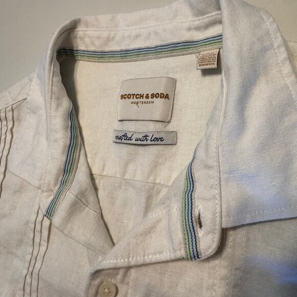 Scotch & Soda Mens Linen Blend Button Up Shirt White Classic Preppy Beachy sz XL - Picture 5 of 7